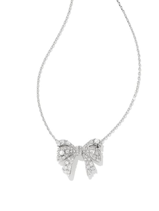 Kendra Scott Jewelry - Kendra Scott x Krista Silver Bow Short Pendant Necklace in White